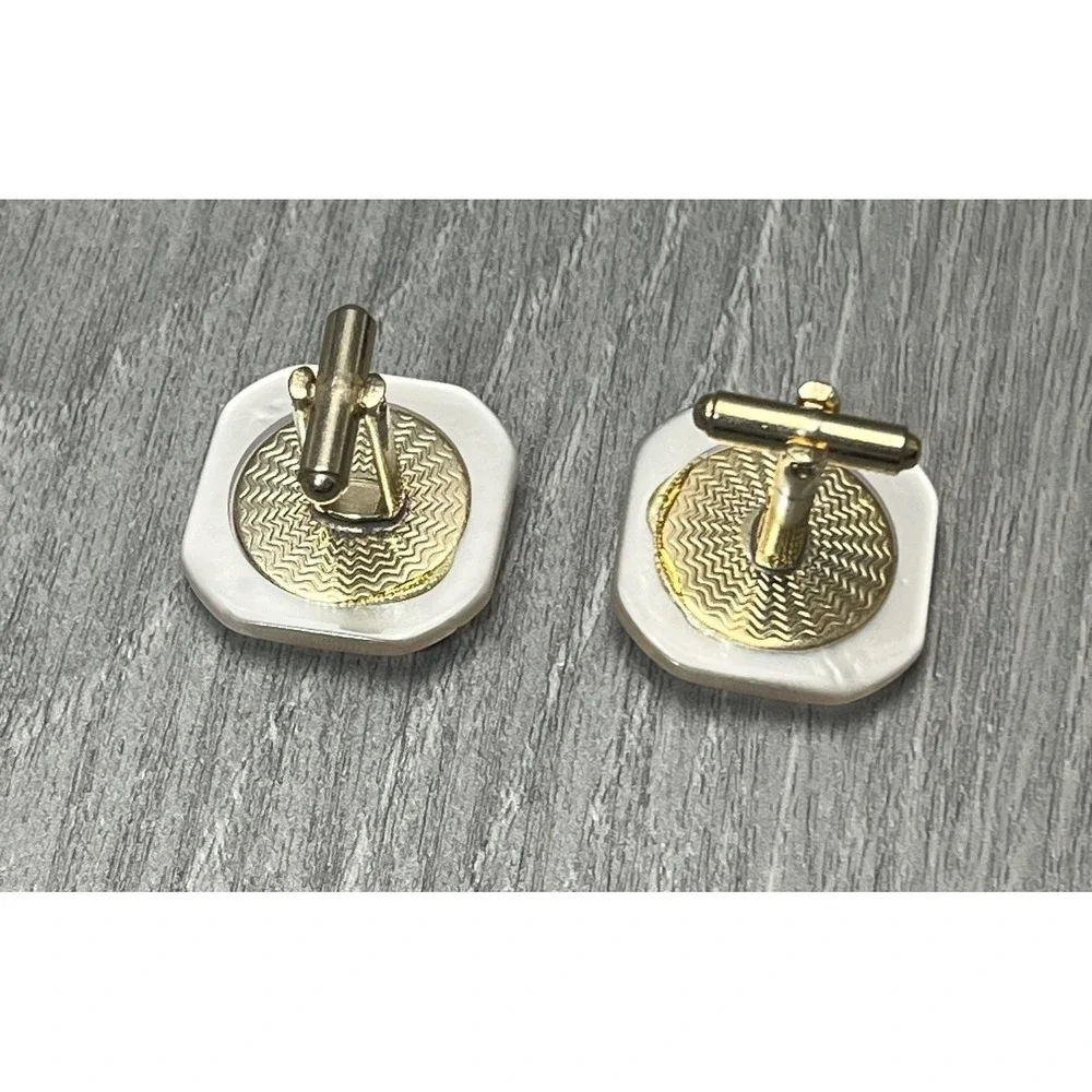 Vintage Men's Pink Frosted Lucite Rhinestone Starburst Cufflinks Gold Tone